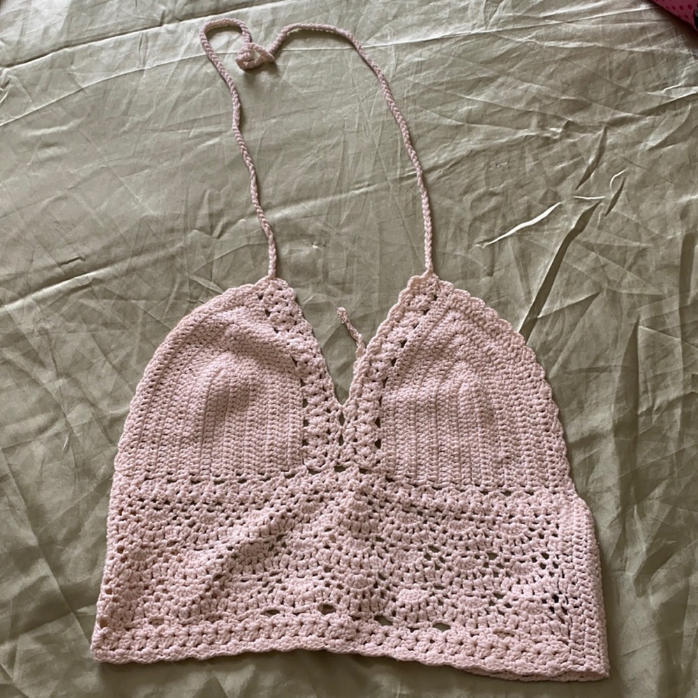 Crochet cream boho top